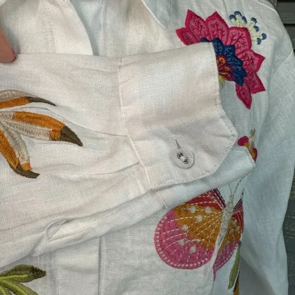 Johnny Was Gracey Linen Oversized Shirt White Sz S - Picture 7 of 15